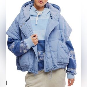 Free People Happy Trails Poncho blue/grey size Small